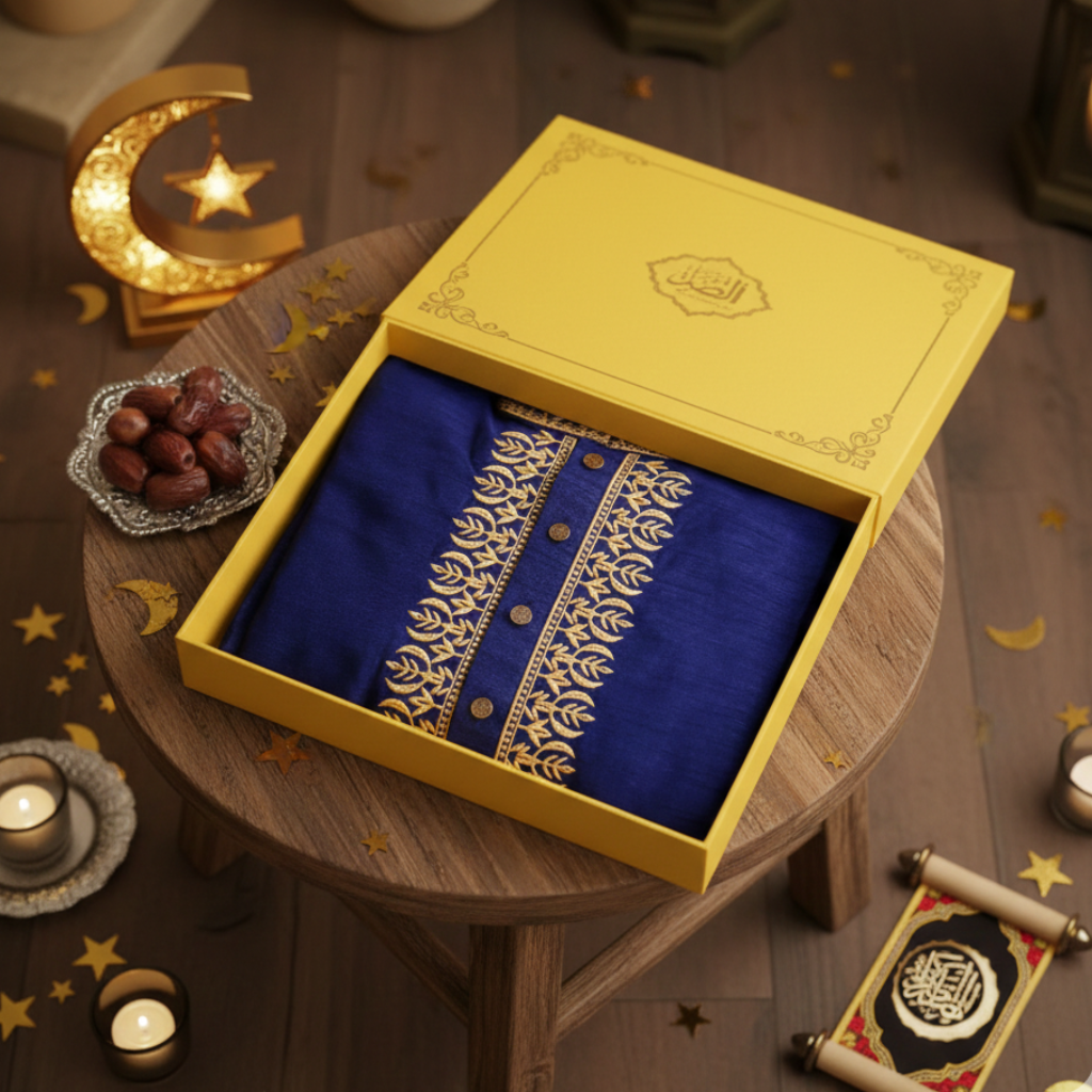 Dupion Silk Wedding Blue panjabi - Image 2