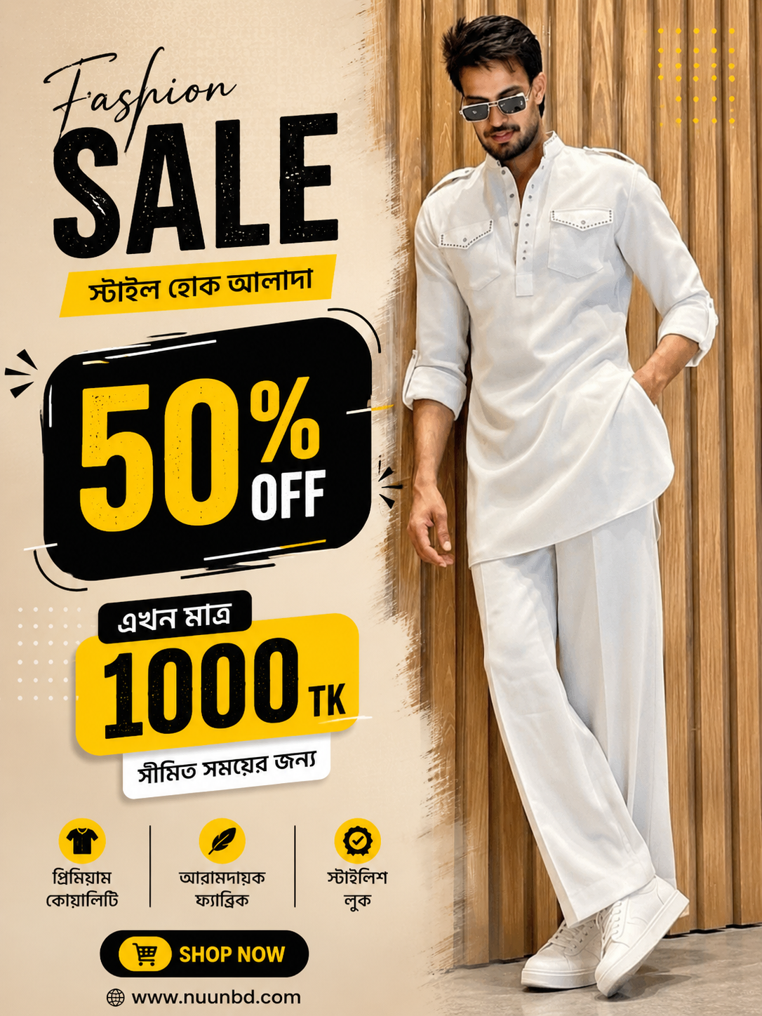 New Bootcut kabuli set White